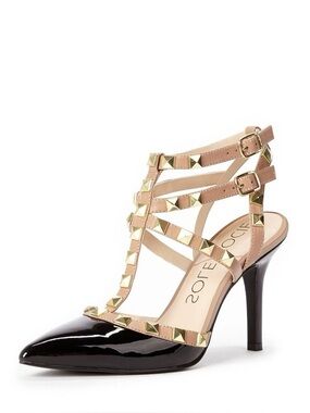 Sole Society Studded Pointed Toe Cage Heels Size 5